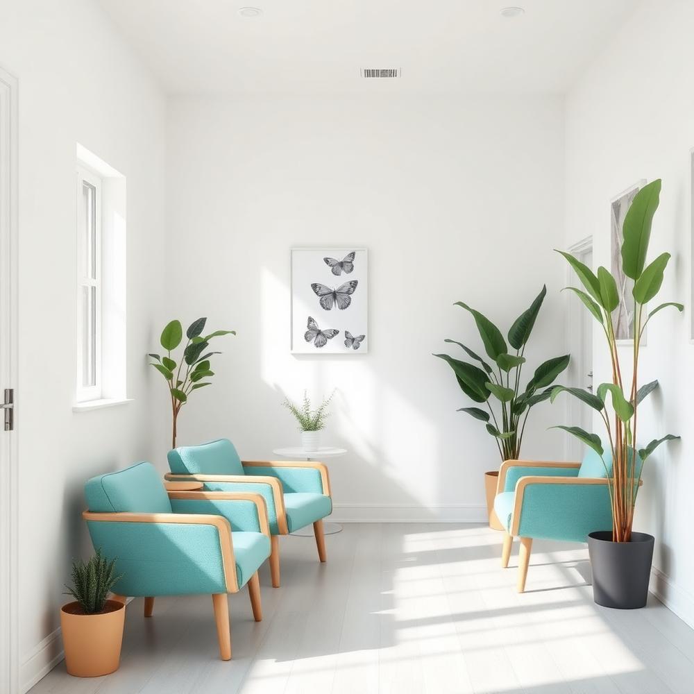 Lyst venteværelse i klinikken